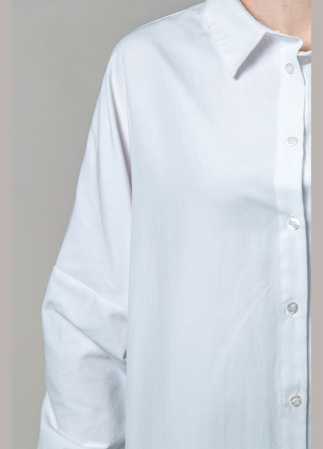 Белая классическая, повседневный, кэжуал рубашка однотонная CHICLY с длинным рукавом
