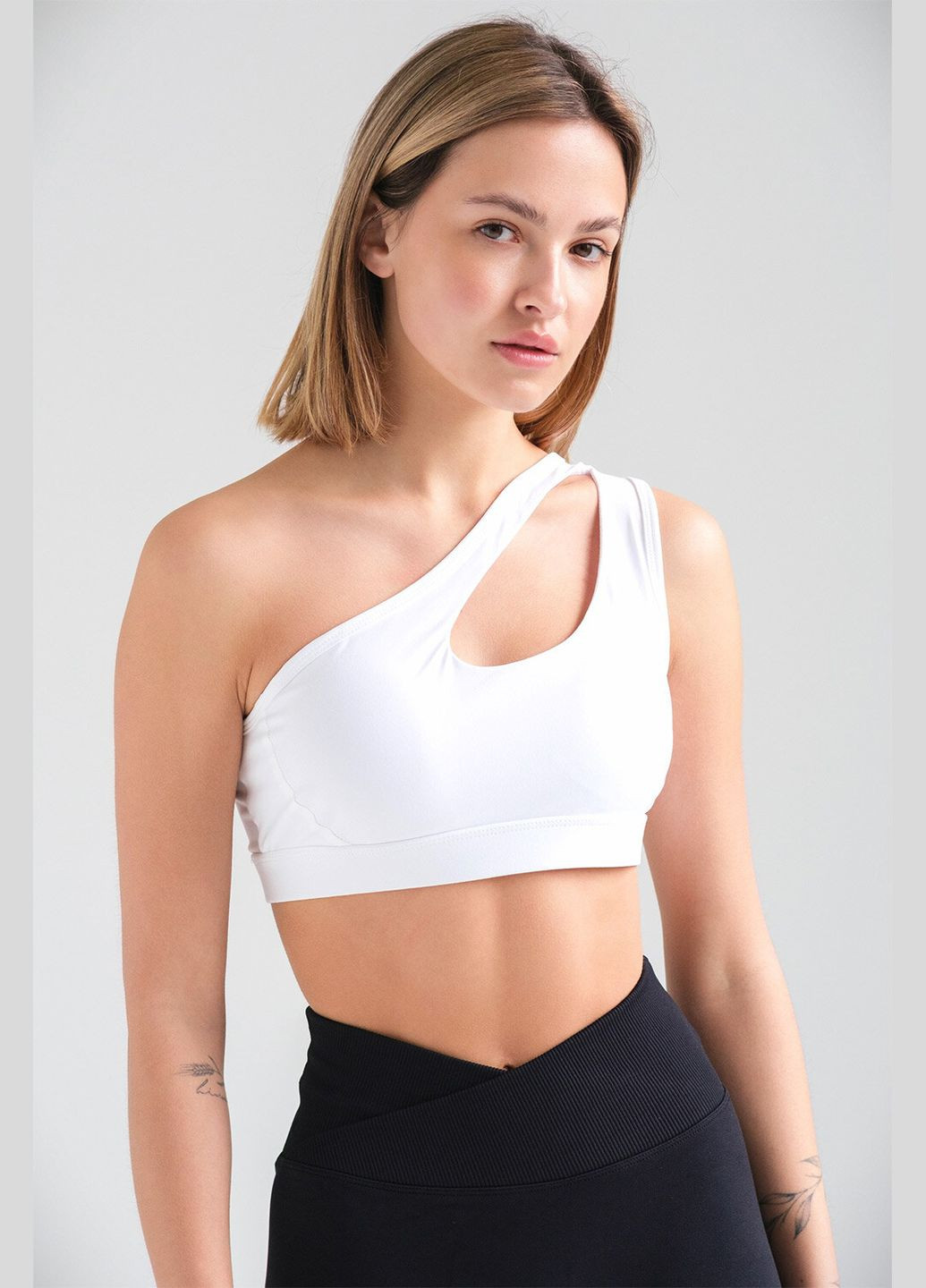 Жіночий Спортивний Топ З Ефектом Push Up На Одне Плече Yoga White Without (337472098)