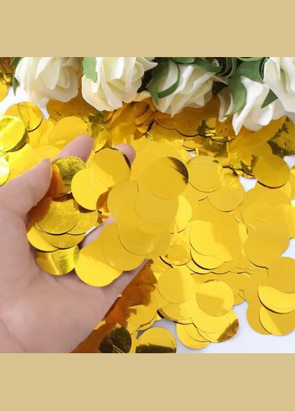 Конфетти круглый из фольги 10 г 25 мм золотистый Jannet конфеті (330828009)