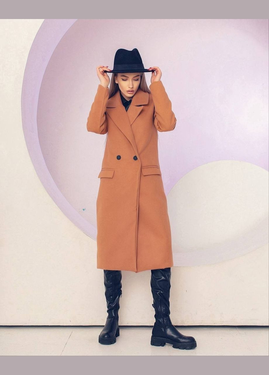 Бежевая женское пальто из кашемира цвет мокко р.42/44 448930 New Trend