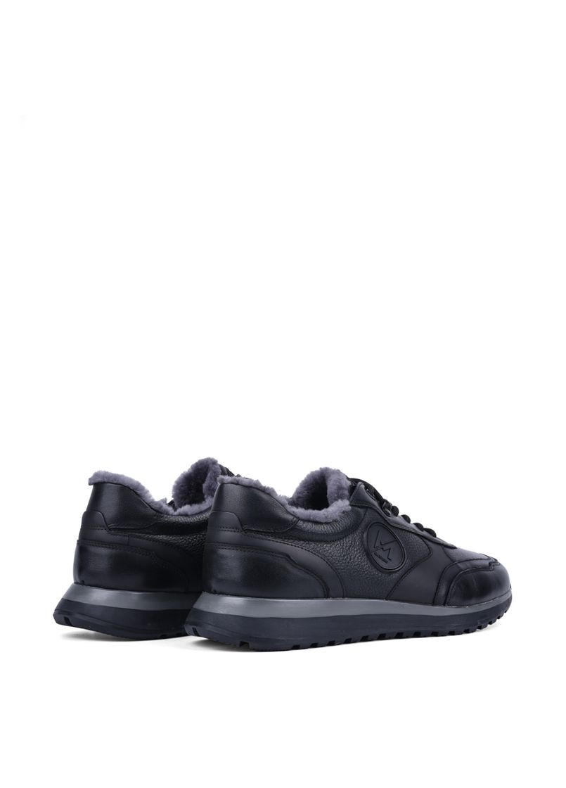 Черные зимние мужские кроссовки mu096a-60-g70/d01/s42m черная кожа MIRATON