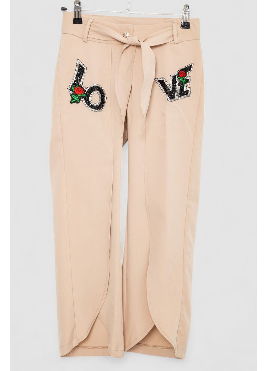 Бежевые демисезонные брюки для девочек свободного кроя, 247r3821 Ager