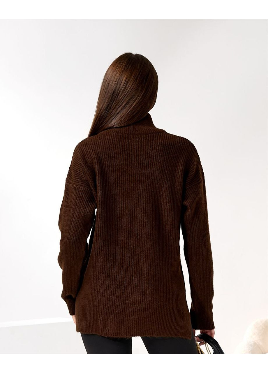 Коричневий демісезонний светр оверсайз із блискавкою | заміри в описі GD/GL Модний простір