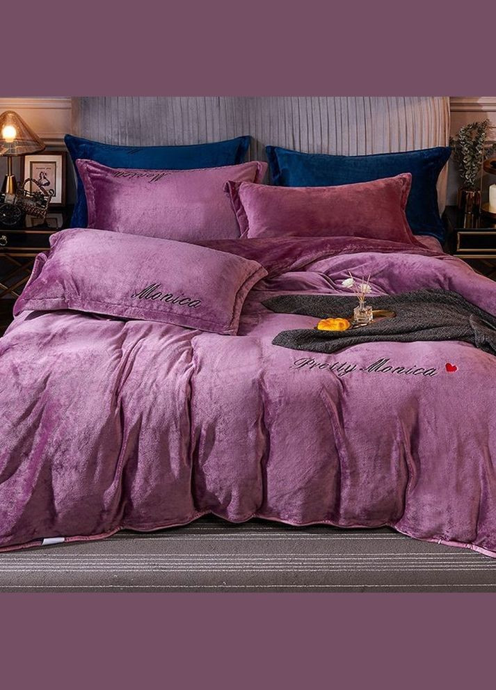 Комплект постільної білизни євро велюр Koloco Комплект постельного белья евро фуксия велюр (304367776)