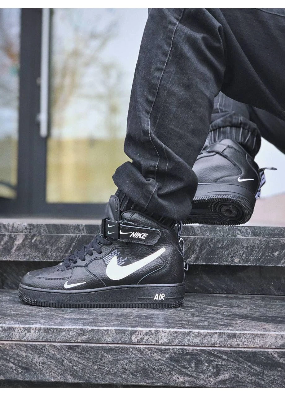 Білі літні кросівки nike air force 1 high black white 1 найк аір форс 1 No Brand
