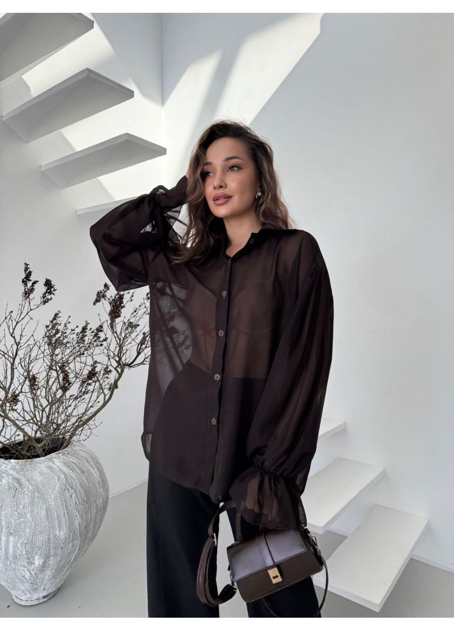 Коричневая блуза женская оверсайз Style Point