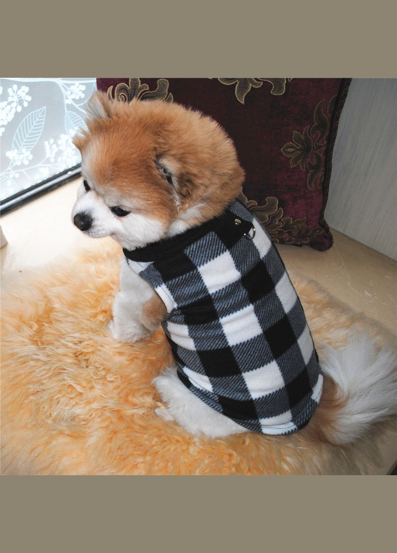 Жилетка для котів з кільцем Pet Style "Клітинка" Чорнобіла M No Brand - (323235711)