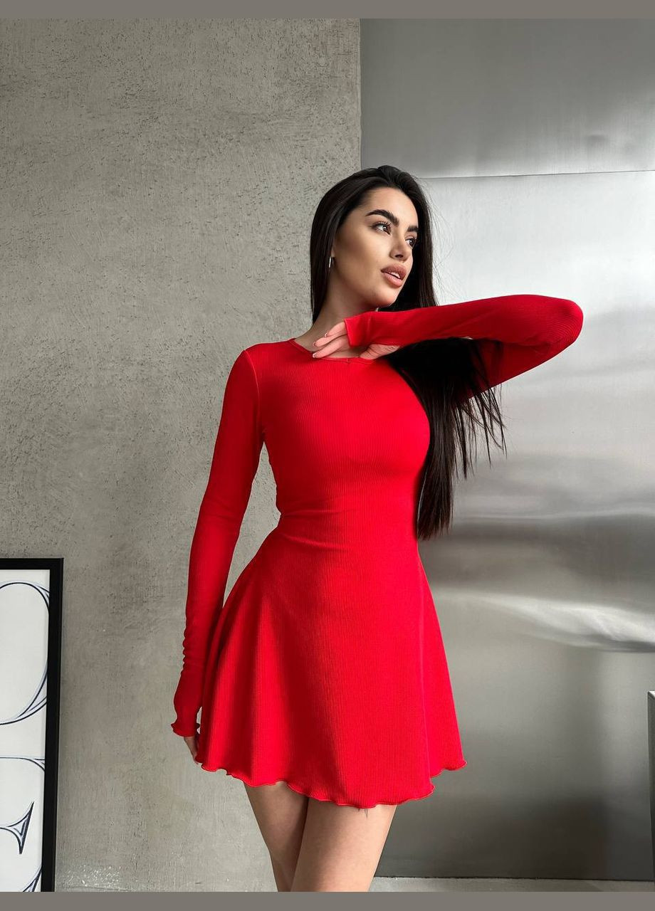 Червона святковий, коктейльна, ділова, повсякденний, вечірня сукня жіноча No Brand однотонна