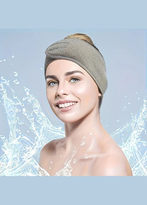 Регульована пов'язка для волосся, ідеальна для макіяжу та миття обличчя сірий No Brand (317348281)