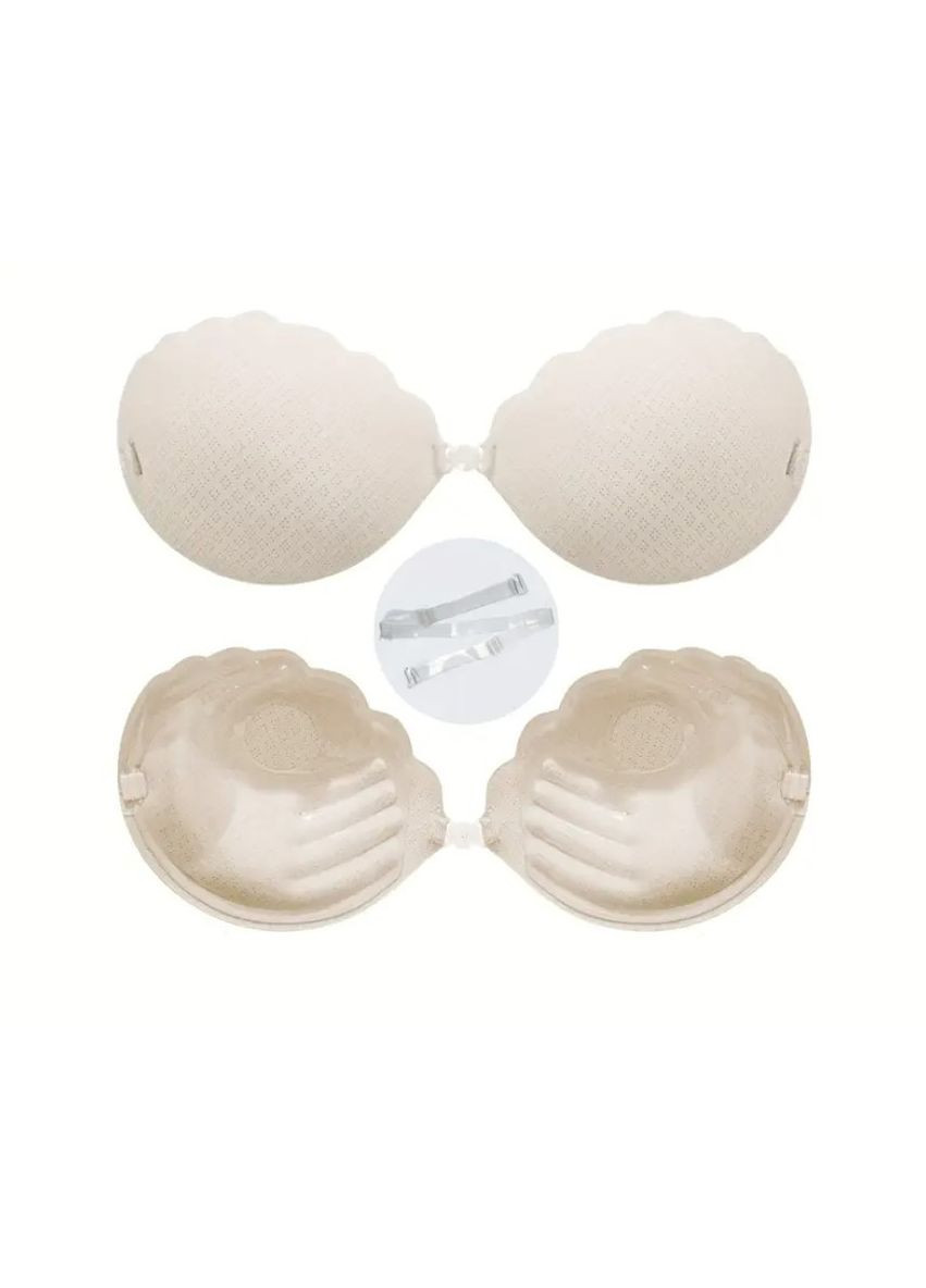 Силиконовый бюстгальтер бра ДВОЙНОЙ ПУШ АП 2см (дышащий) молочный айвори 75АВС Po Fanu (363192891)