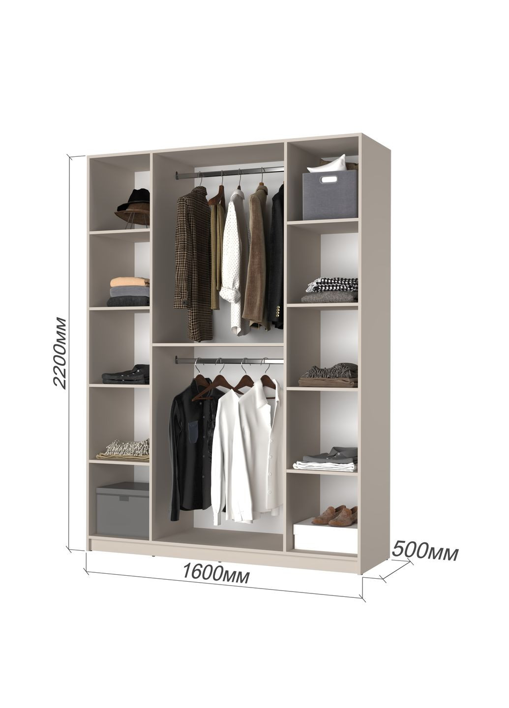 Шкаф 4-дверный Оскар ДСП BG, дополнительная штанга 160x52x220 см (MBS-4662) MebelStar (366427588)