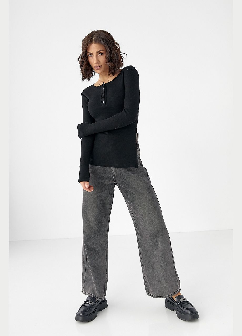 Трикотажная кофточка на пуговицах - черный Lurex (330988602)