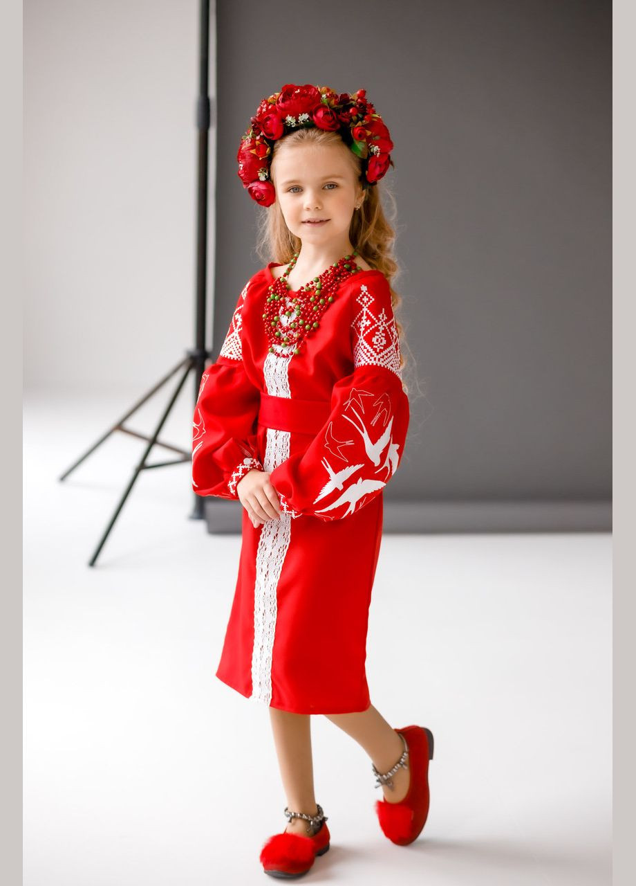 Красная платье вышиванка для девочек ласточка красная (359472960)