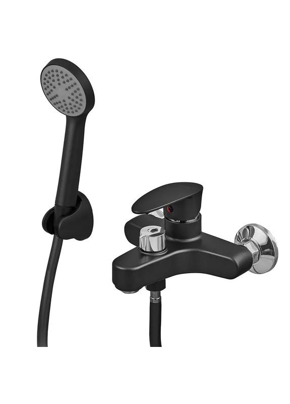 Смеситель для ванны CEZAR-009 EURO SET Matte black, со шлангом, лейкой и кронштейном (PM0693) PLAMIX (332054363)
