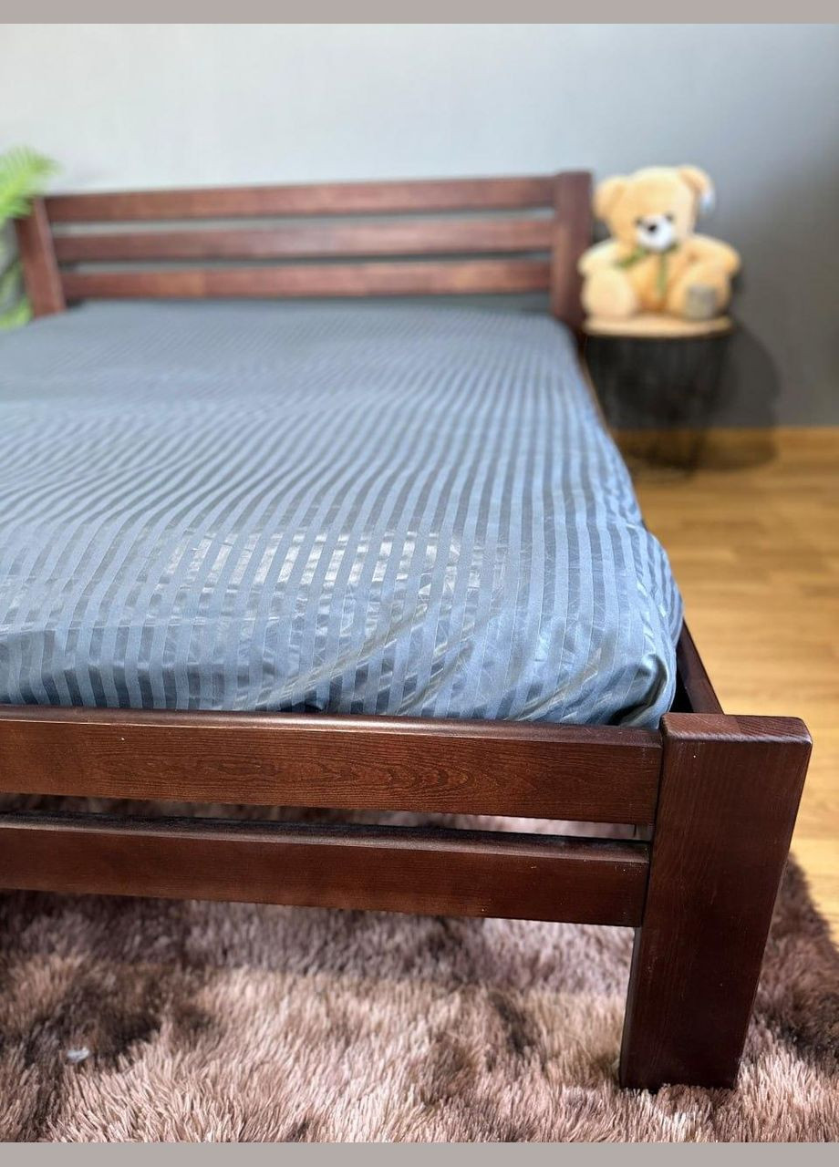 Простынь полисатин Графитовое в Полоску на резинке 160х200х25 см No Brand (319194920)