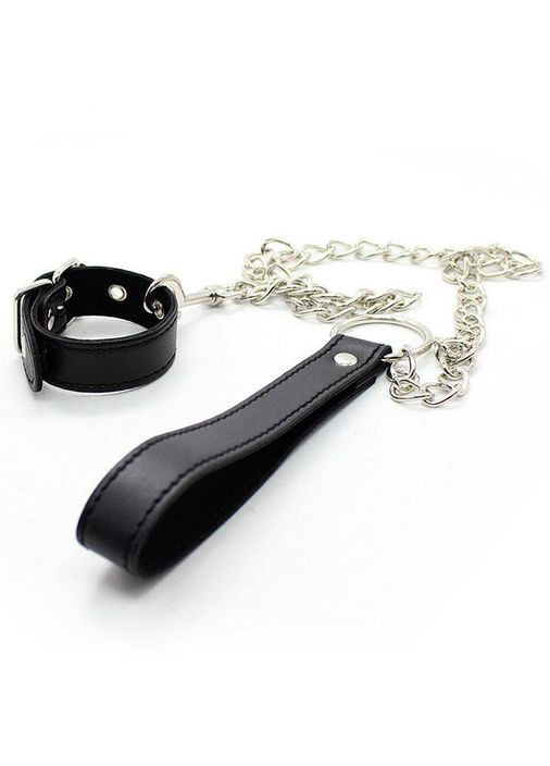 Фіксатор на пеніс із повідцем для БДСМ - Чорний - Садомазо - (372733981)