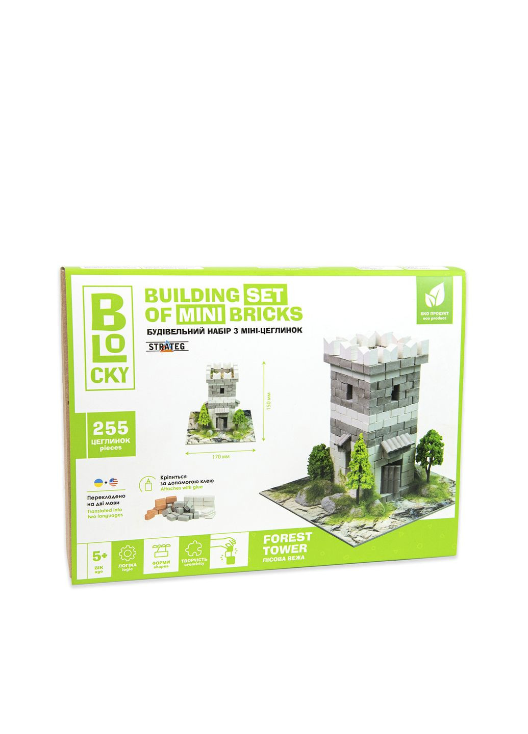 Строительный набор для творчества с мини-кирпичиков BLOCKY - Лесная Башня цвет разноцветный ЦБ-00267446 Strateg (313802429)