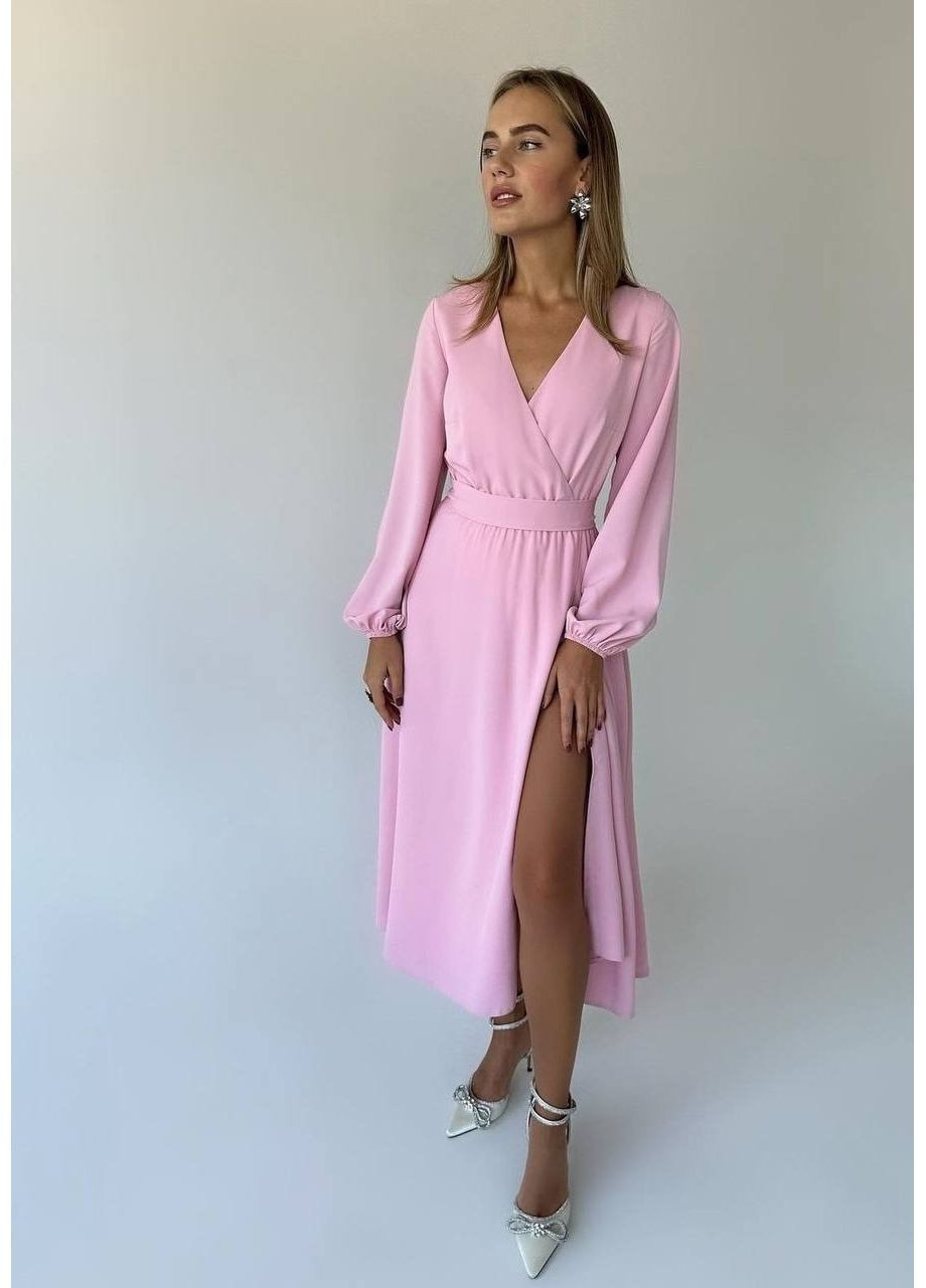 Рожева сукня з розрізом, колір рожевий Fashion