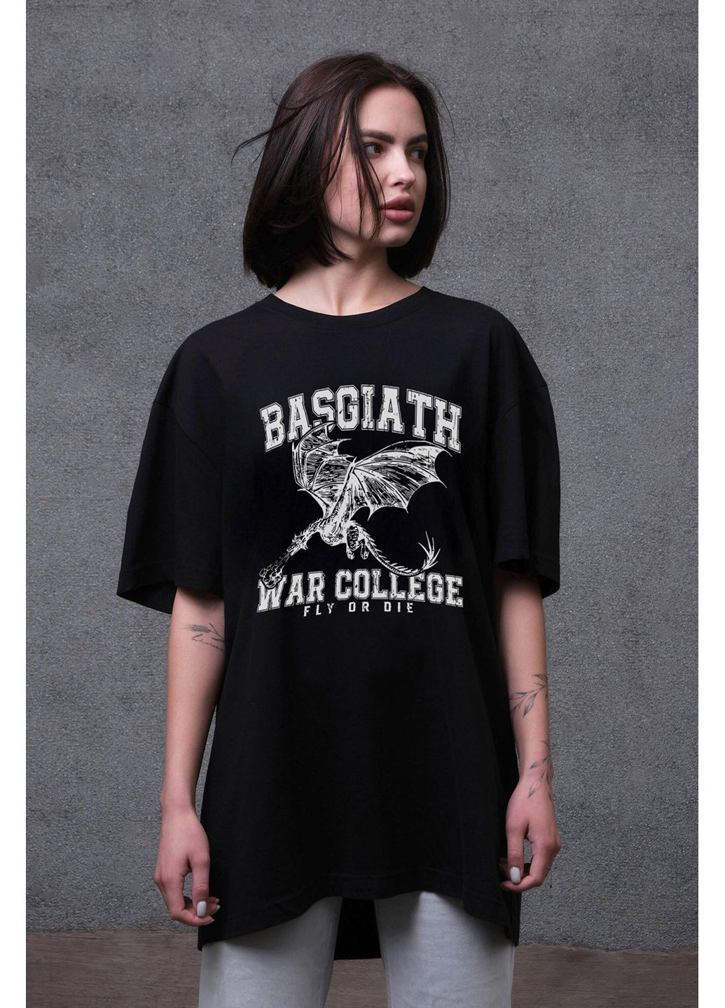 Жіноча Оверсайз Футболка З Принтом Четверте Крило Black Without - (350619668)