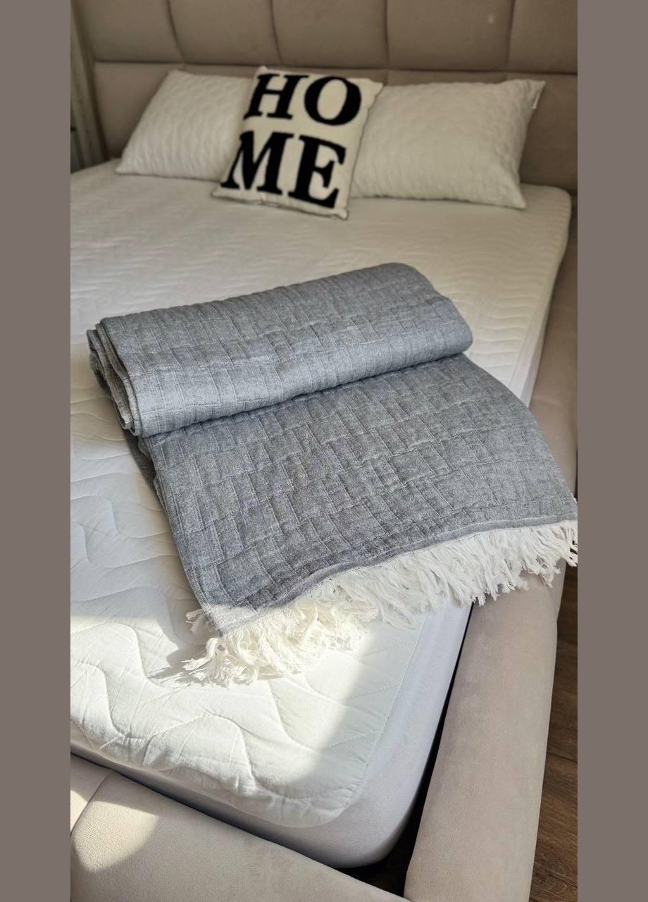 Муслиновое покрывало на кровать Евро 200х230 Серый (П4К-muslin25-0010-01) No Brand (342097350)