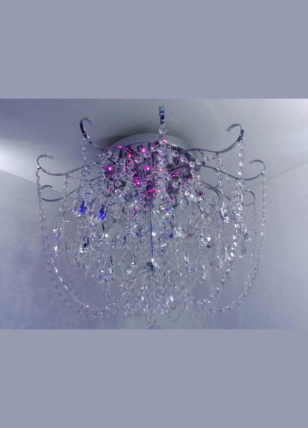 Люстра стельова кришталева з пультом 25487 Хром 49х63х63 см. Sunnysky (364756266)