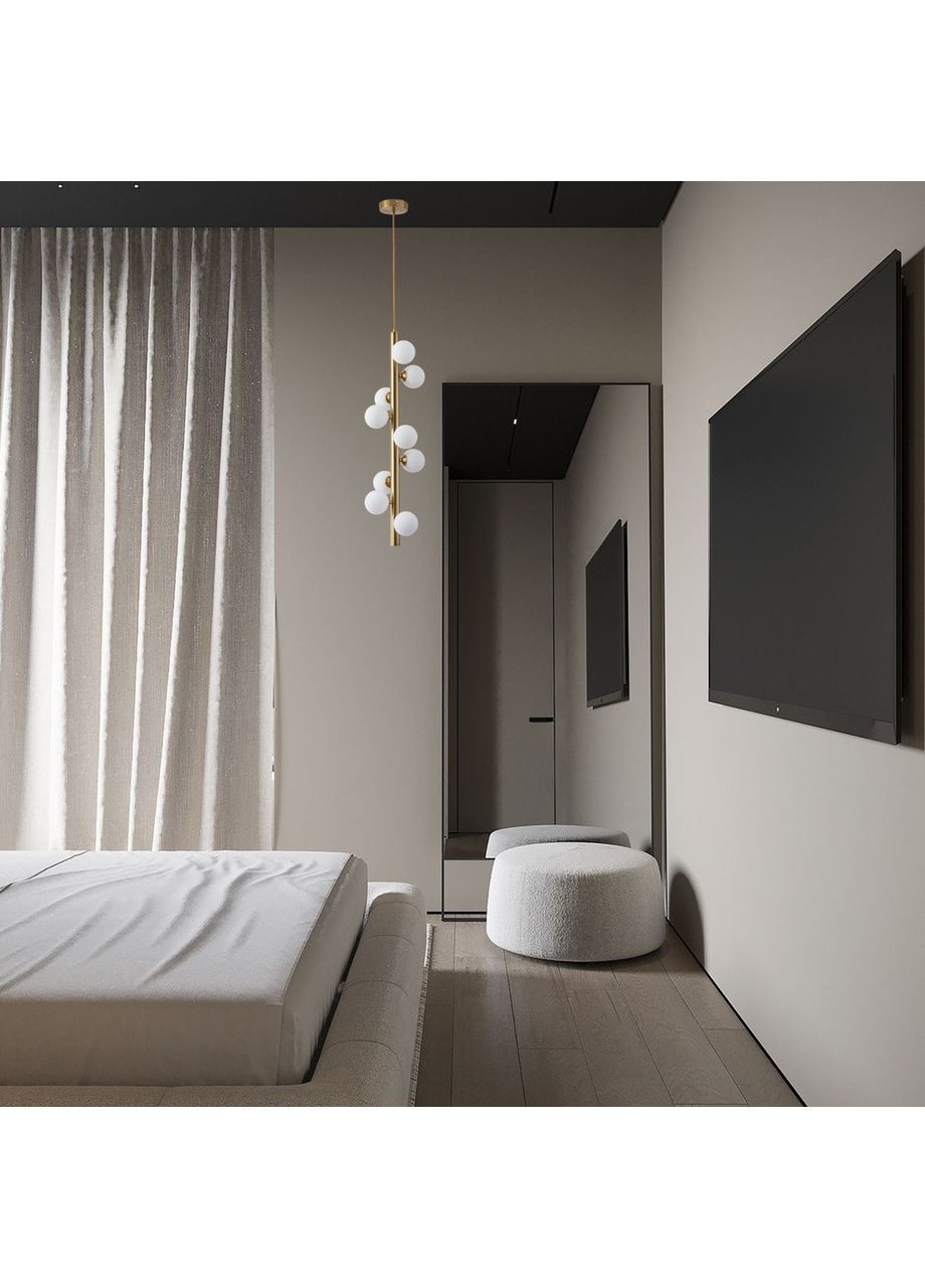 Подвесной светильник на 9 лампы с 8см плафонами (88-P66645-9 AB+WH) No Brand (370070876)