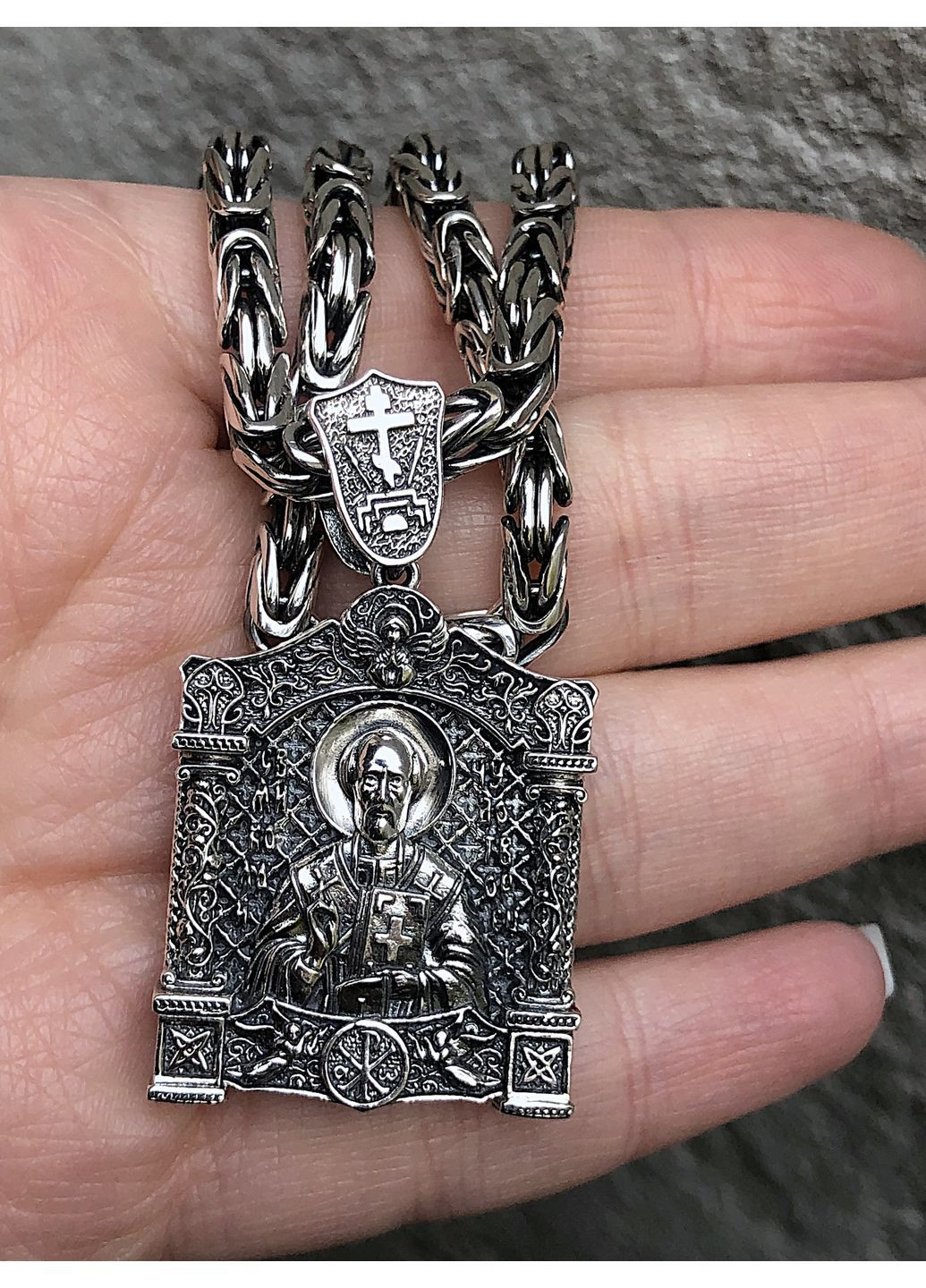 Мужской серебрянный комплект Лисий Хвост(Византия)55, ладанка с образом Николая Чудотворца DeLoS (370798595)