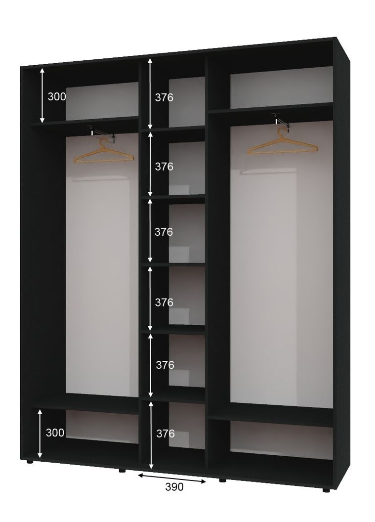 Шкаф-купе трехдверный 200*45*220 Антрацит Зеркало с пескоструйным рисунком ШК-04 Алекса (360444274)