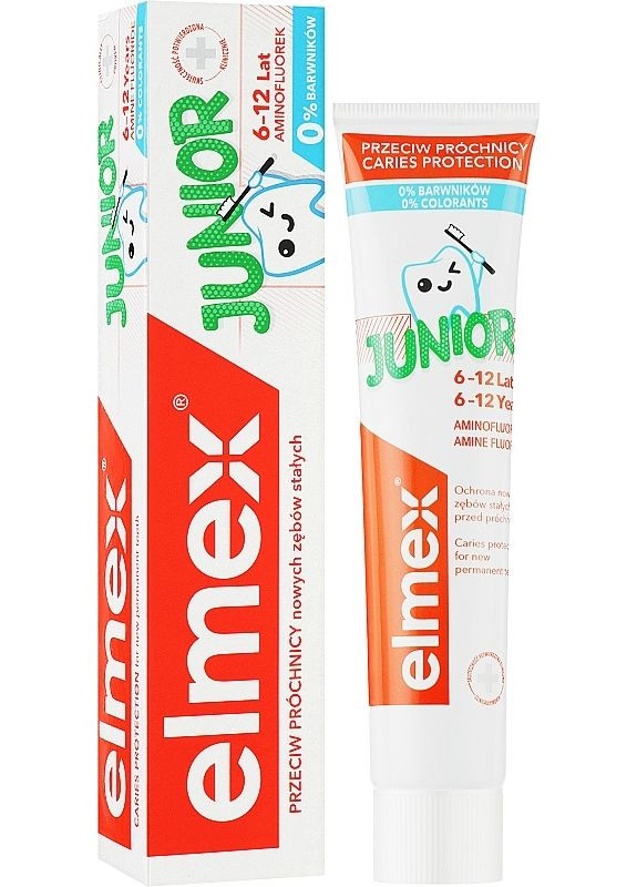 Дитяча зубна паста Junior для дітей 6-12 років від карієсу Junior Toothpaste 75ml (2-938024) Elmex (369796671)