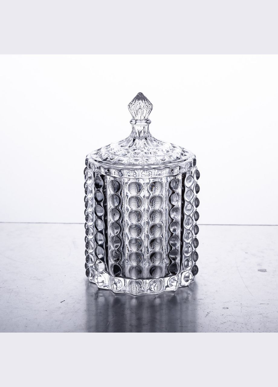 Цукерниця стеклянная з кришкою Ø7.5 см ваза цукорниця кругла HP-4-105 Yiwu (329375936)