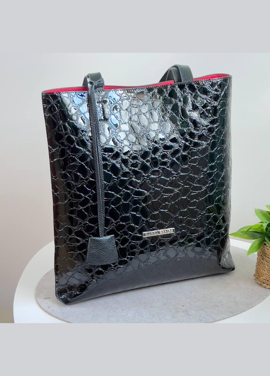 Сумка-шопер жіноча натуральна шкіра Туреччина з довгими ручками червона Karya (348357388)