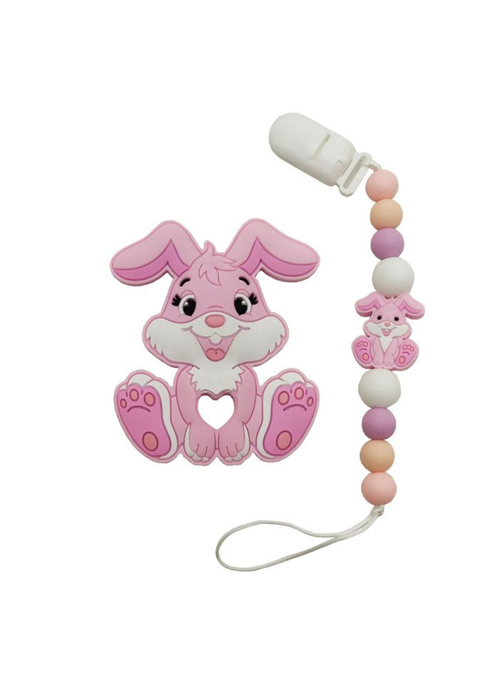 Прорізувач Зайчик силіконовий для масажу ясен Рожевий іграшка для новонароджених гризунок Bambi (368759821)