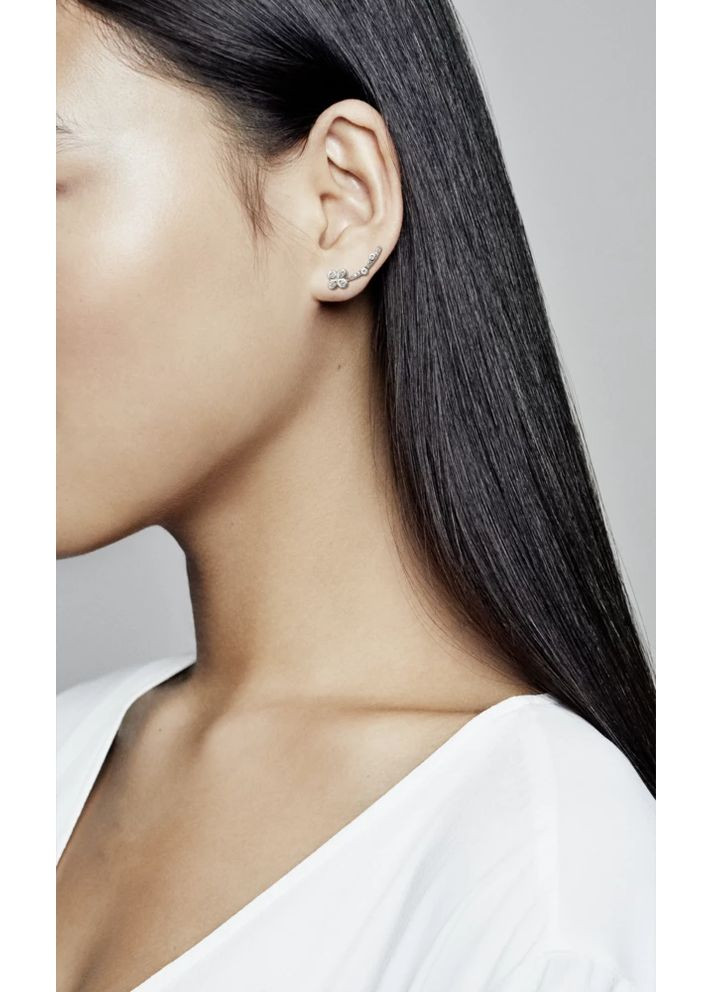 Серебряные серьги Пандора кульчики "Четырехслойный цветок" 297936CZ Kabluchka (355347258)