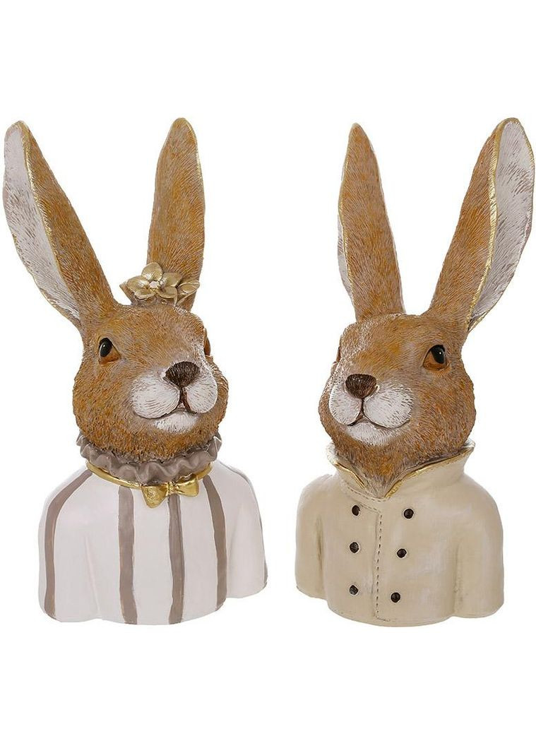 Статуетки "Кролик з Крольчихою" 19см в коричневому, набір 2 статуетки Bona (372173017)