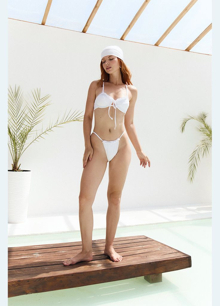 Білий літній роздільний купальник з кісточками - glory kari shop atelier білий m/70a (195sw-21bi-wh) Ova Ova Brand