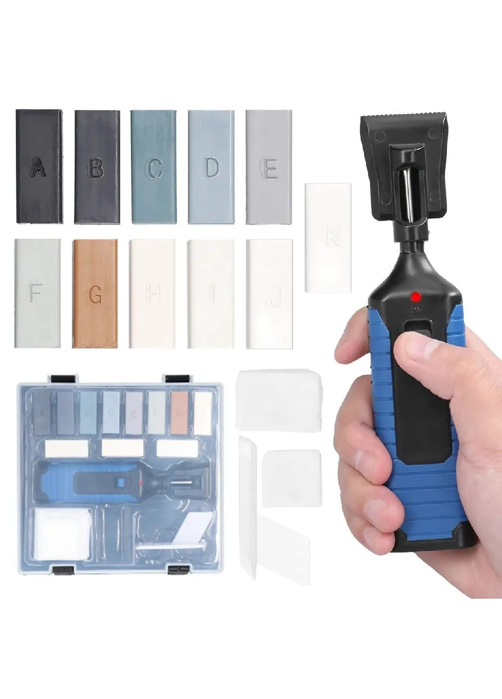 Ремонтный набор с восковыми блоками в кейсе для исправления сколов трещин на плитке пластике виниле ПВХ (481167-Prob) Синий Unbranded (355692600)