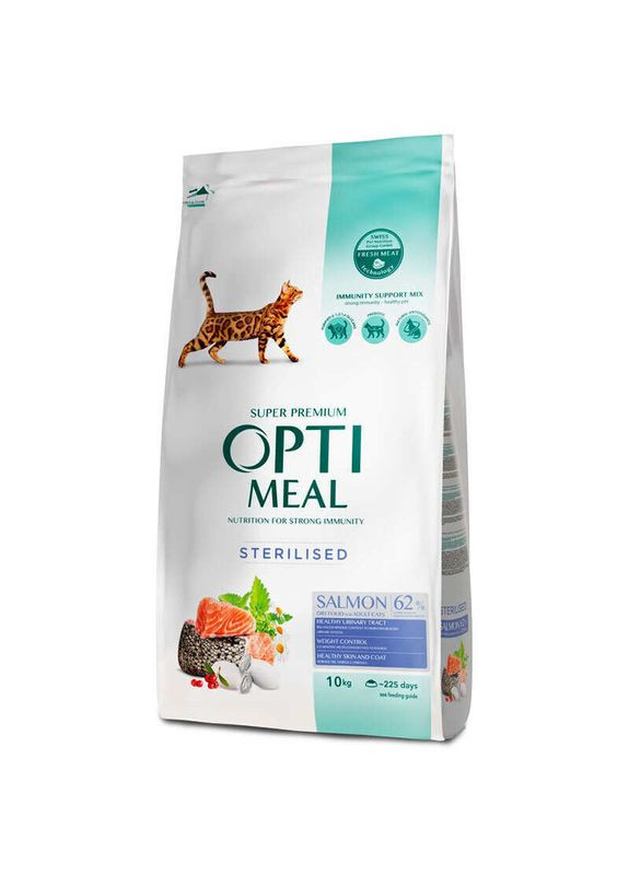 Complete Dry Pet Food Salmon – Сухий корм с лососем для стерилізованих котів - 10 кг Optimeal (327054708)