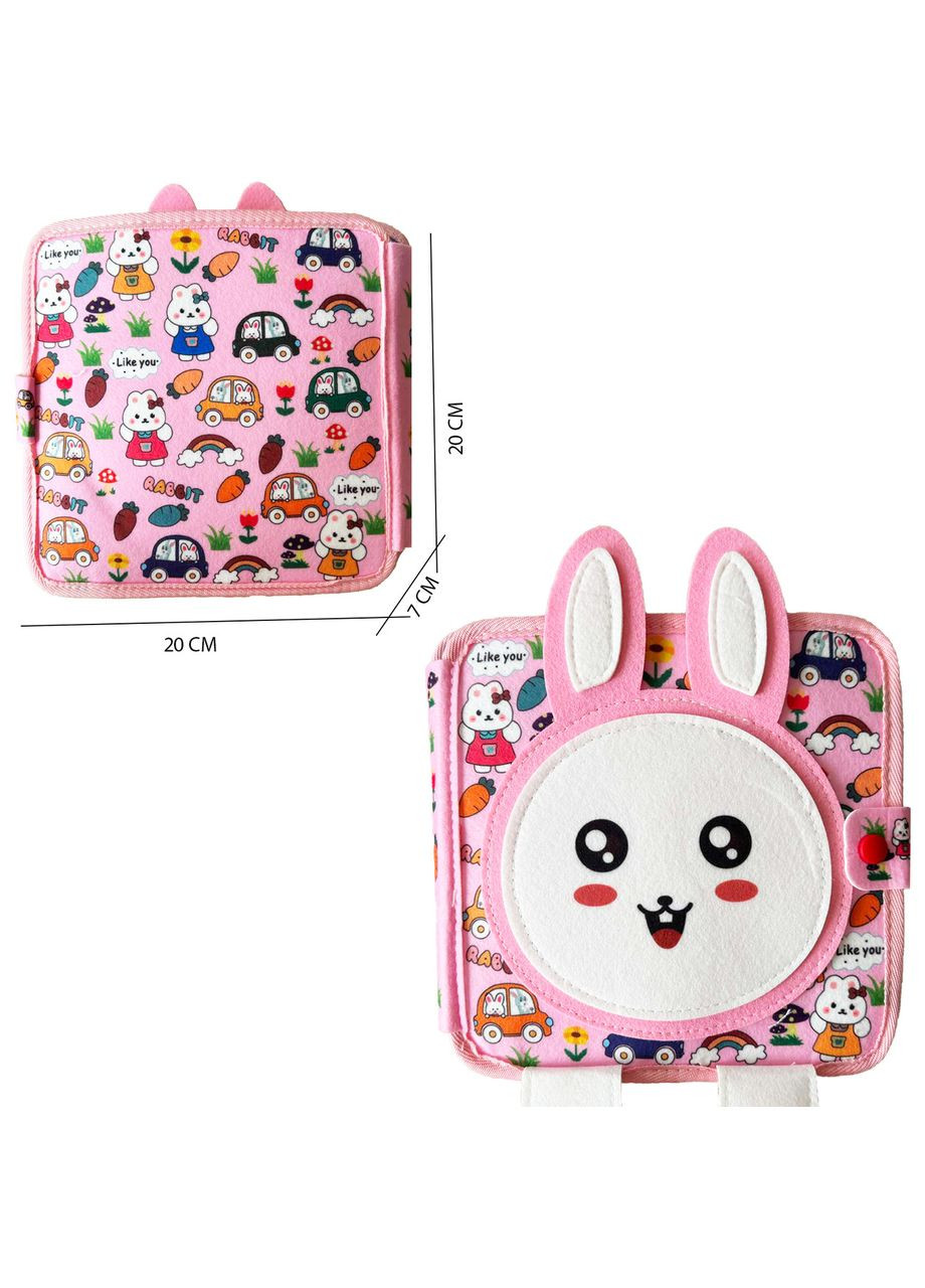 Бізібук Монтессорі, розвивальна, тактильна дитяча книга з фетру Кролик No Brand (366303930)