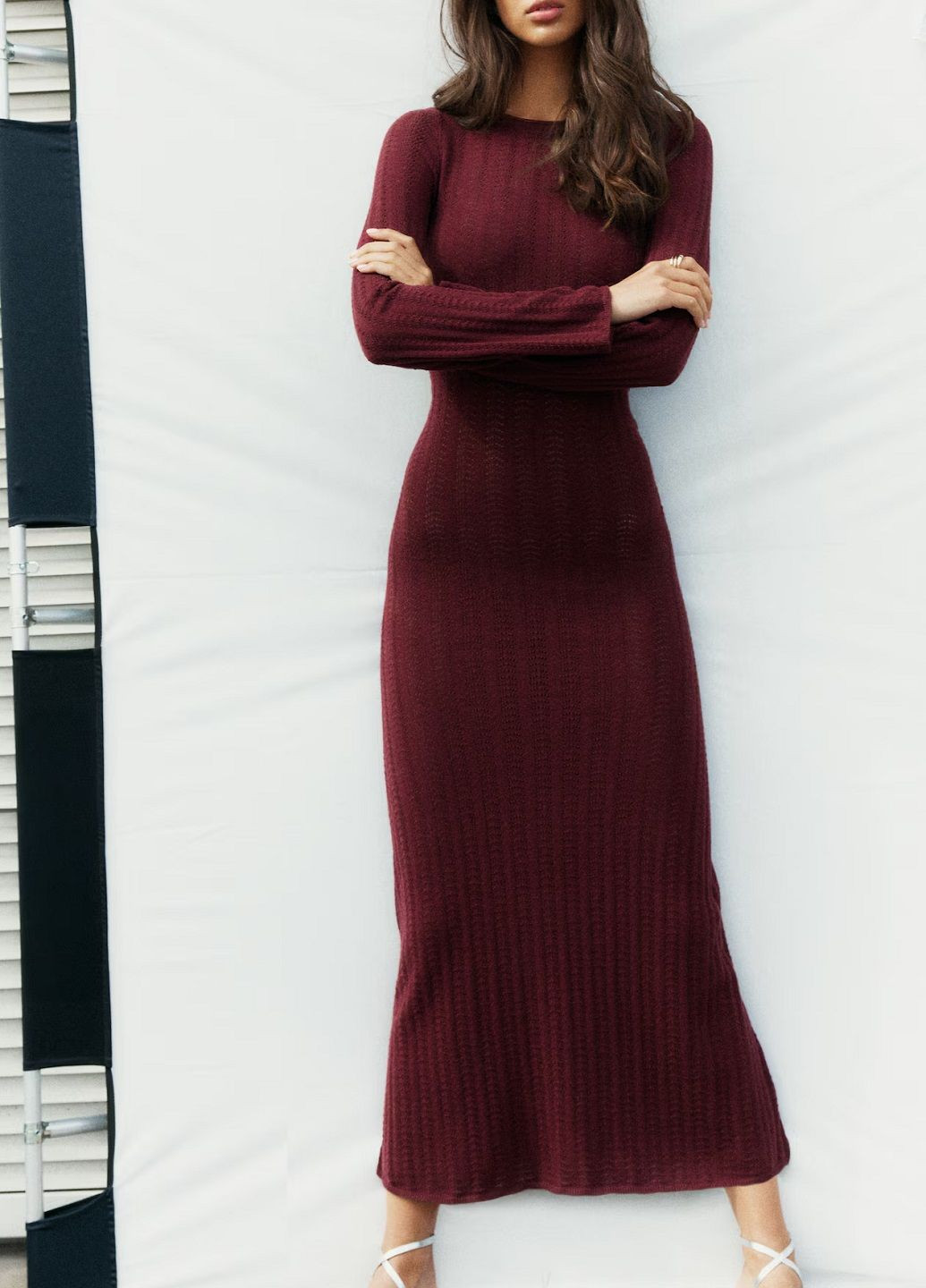 Темно-бордовое кэжуал платье H&M однотонное