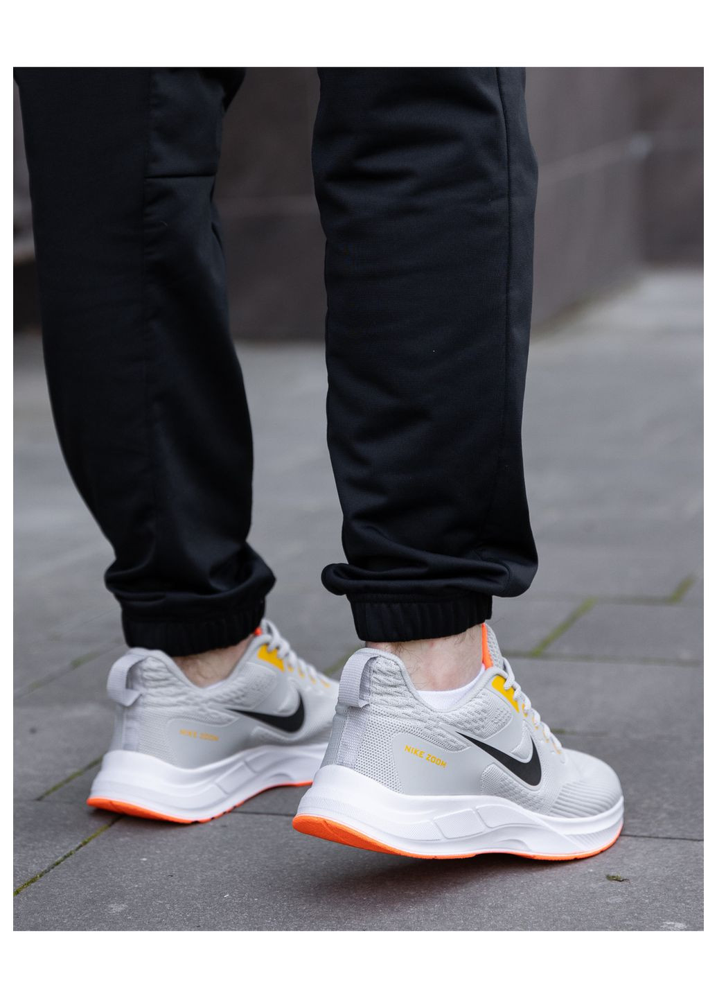 Серые демисезонные кроссовки мужские silver orange, вьетнам Nike Zoom