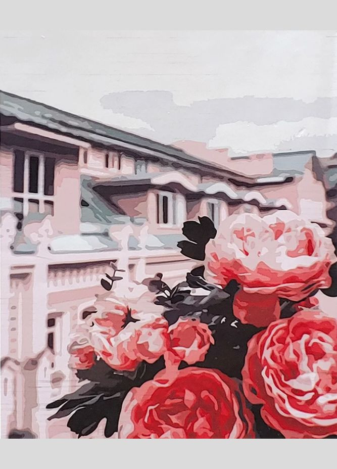 Картина по номерам ПРЕМИУМ Розы на крыше (с лаком и уровнем) 40х50 см SY6647 () Strateg (328944228)