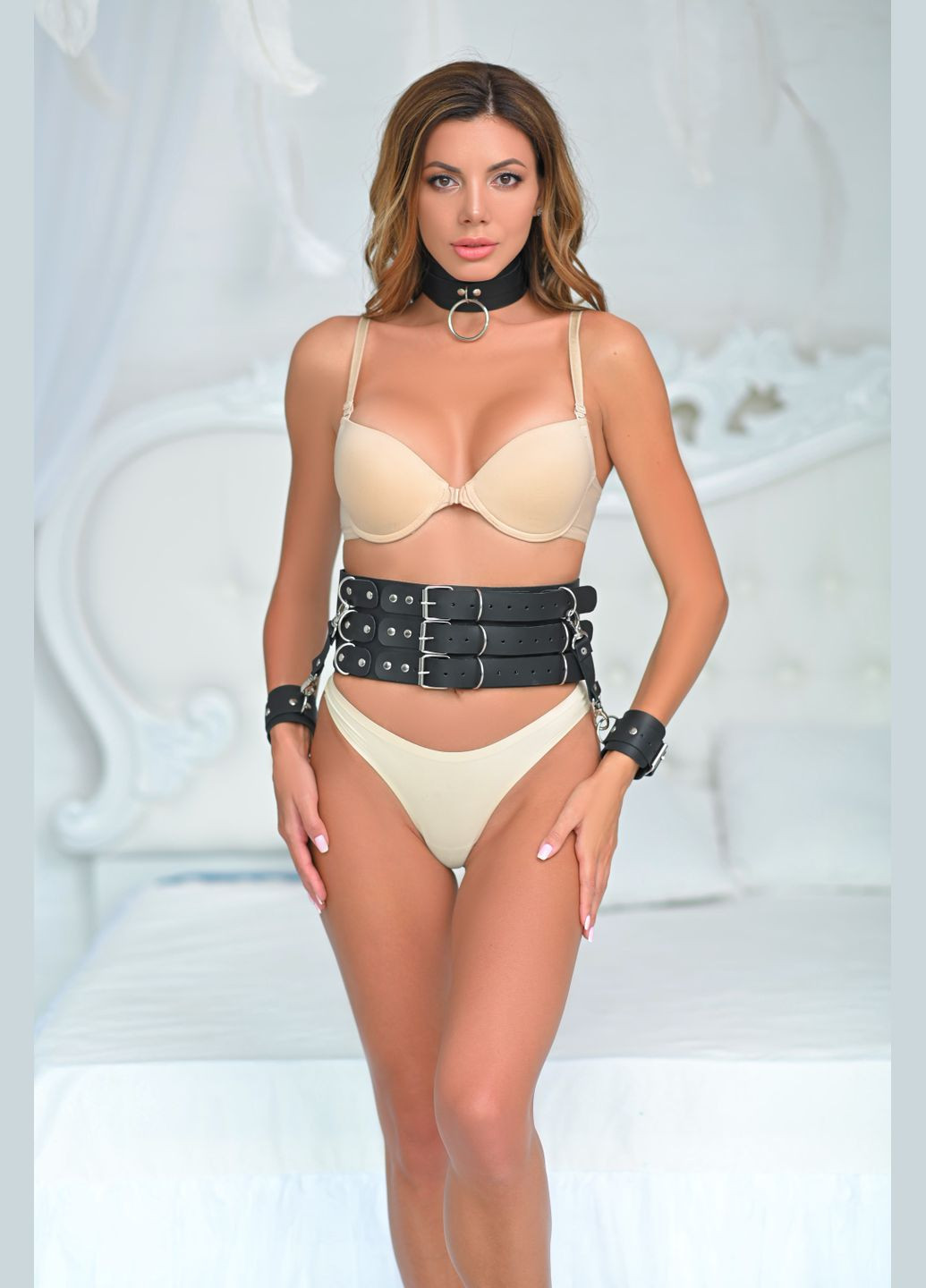 Натуральна шкіра портупея пояс з наручниками Needle 190 No Brand (295059652)