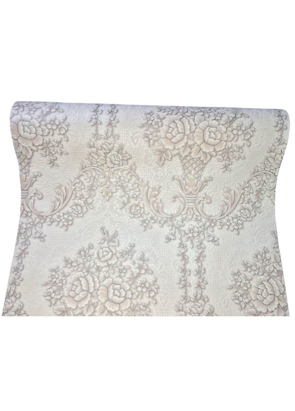 Шпалери вінілові 10 × 0.53 м 5766-01, класичні бежеві з квітковим орнаментом для спальні, вітальні, кабінету Слов'янські шпалери (340275364)