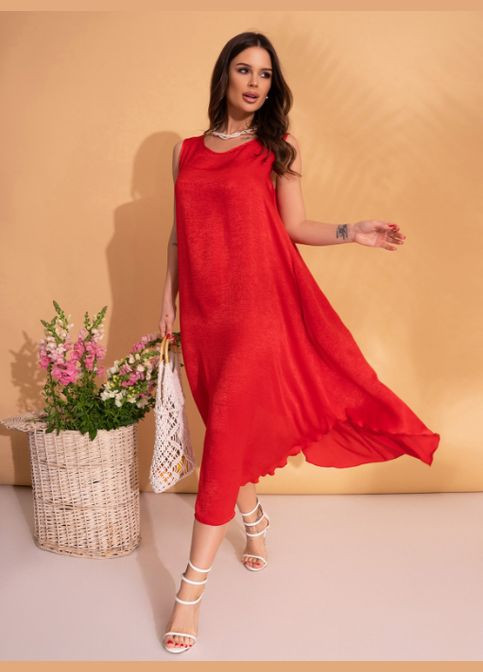 Сатиновий сарафан з асиметричним низом No Brand (295902907)