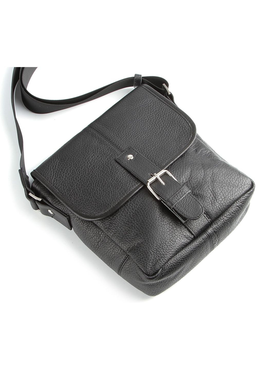 Кожаная сумка кросс боди мужская мессенджер через черное плечо 00853 Shvigel (329197461)