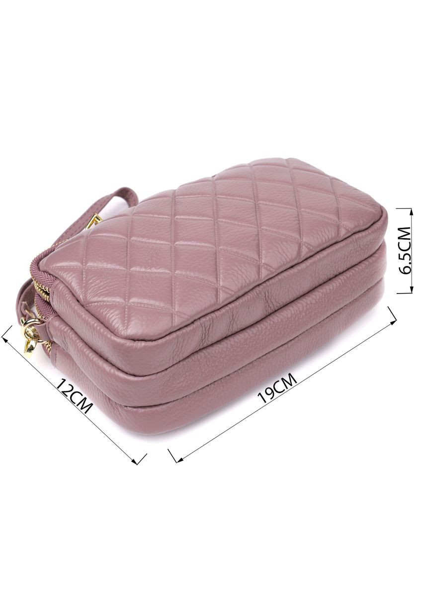 Жіноча сумка з натуральної шкіри з трьома секціями 22891 Пурпурний Vintage (351508220)