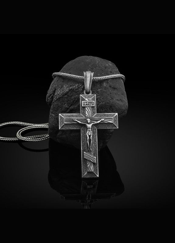 Чоловічий кулон із ланцюжком хрестик на шию з олова підвіска амулет стильний оберег STORE 187 (329202042)