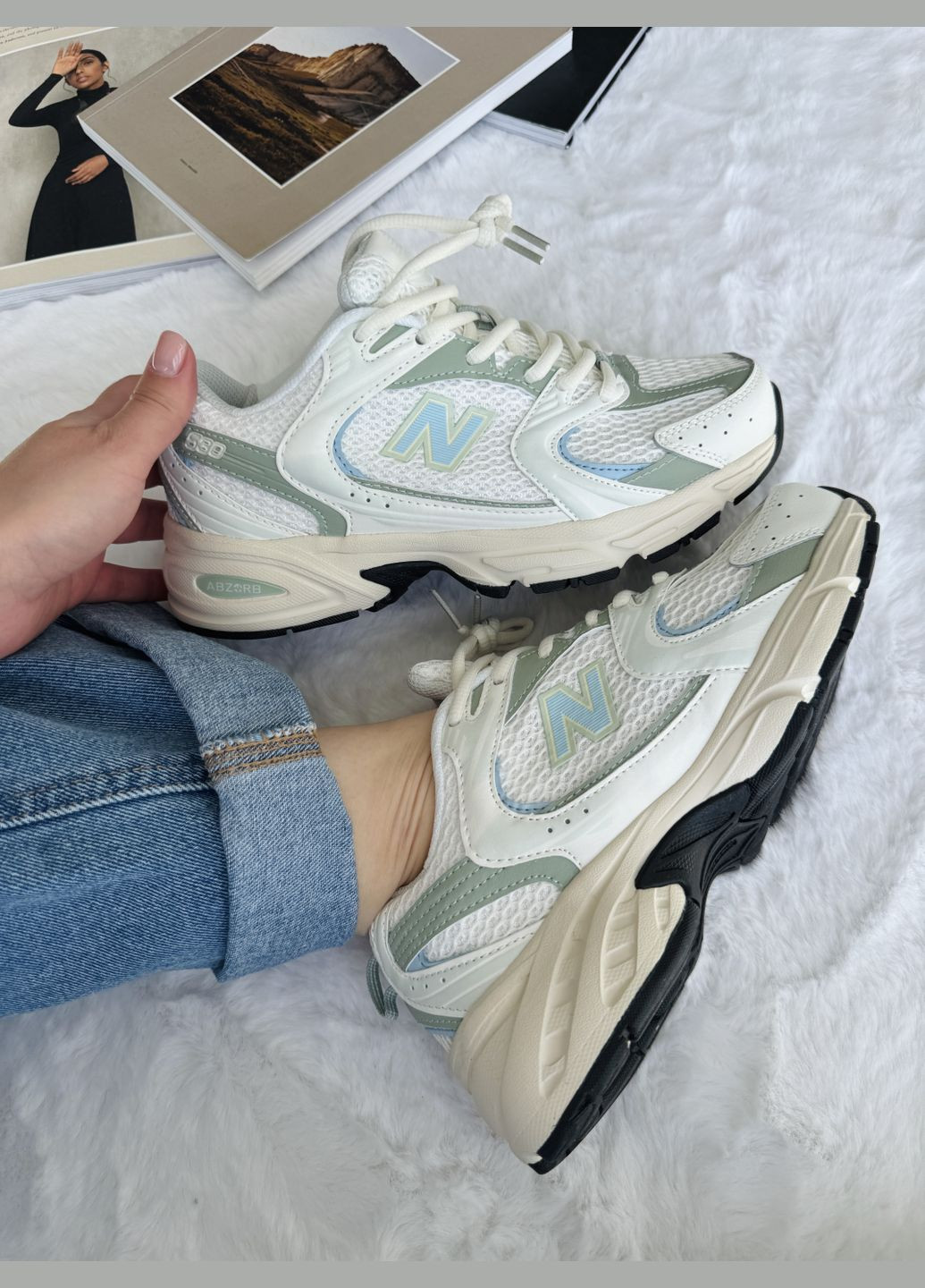 Кросівки жіночі New Balance 530 Beige Mint | Нью Беланс 530 бежеві No Brand бежеві демісезони (342059646)