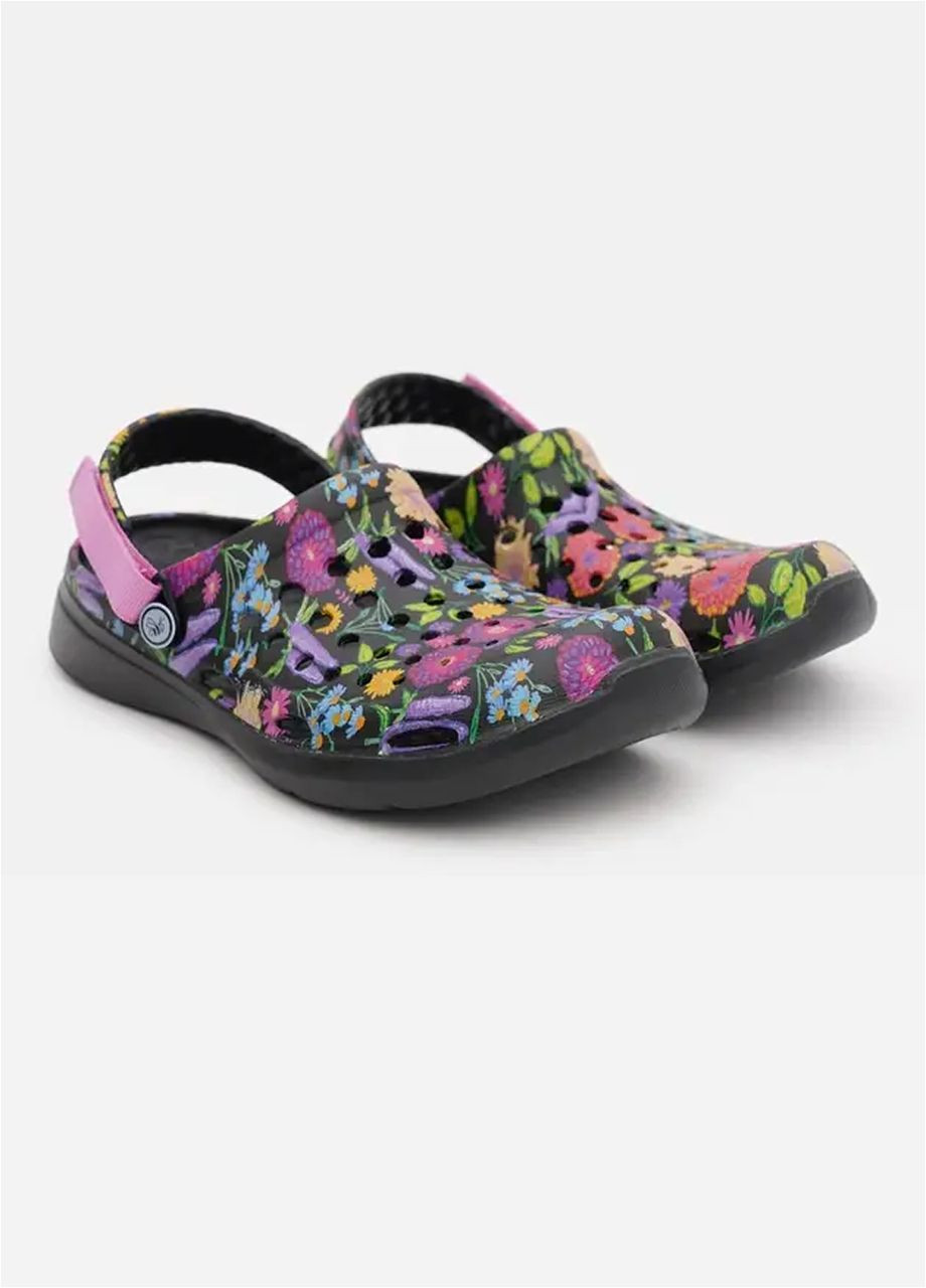 Жіночі шльопанці сабо Modern Clog Painted Black Floral, розмір 35.5 устілка 22,8 см (чорна квітка) Joybees (350879162)