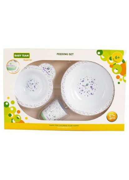 Набір дитячого посуду тарілка, миска, чашка (6093) Baby Team тарелка мелкая, тарелка глубокая, чашка (366066494)